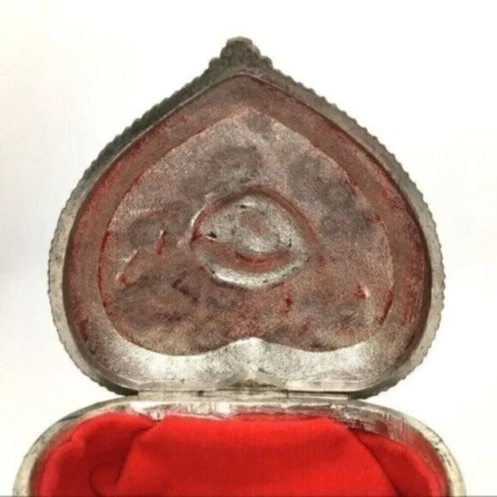 Vintage Japan Silver Heart Jewelry Box